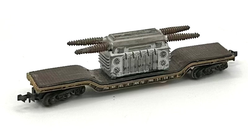 MiniTrix N Scale Norfolk & Western 6 Axle Depressed Center Flat Car With Generator Load