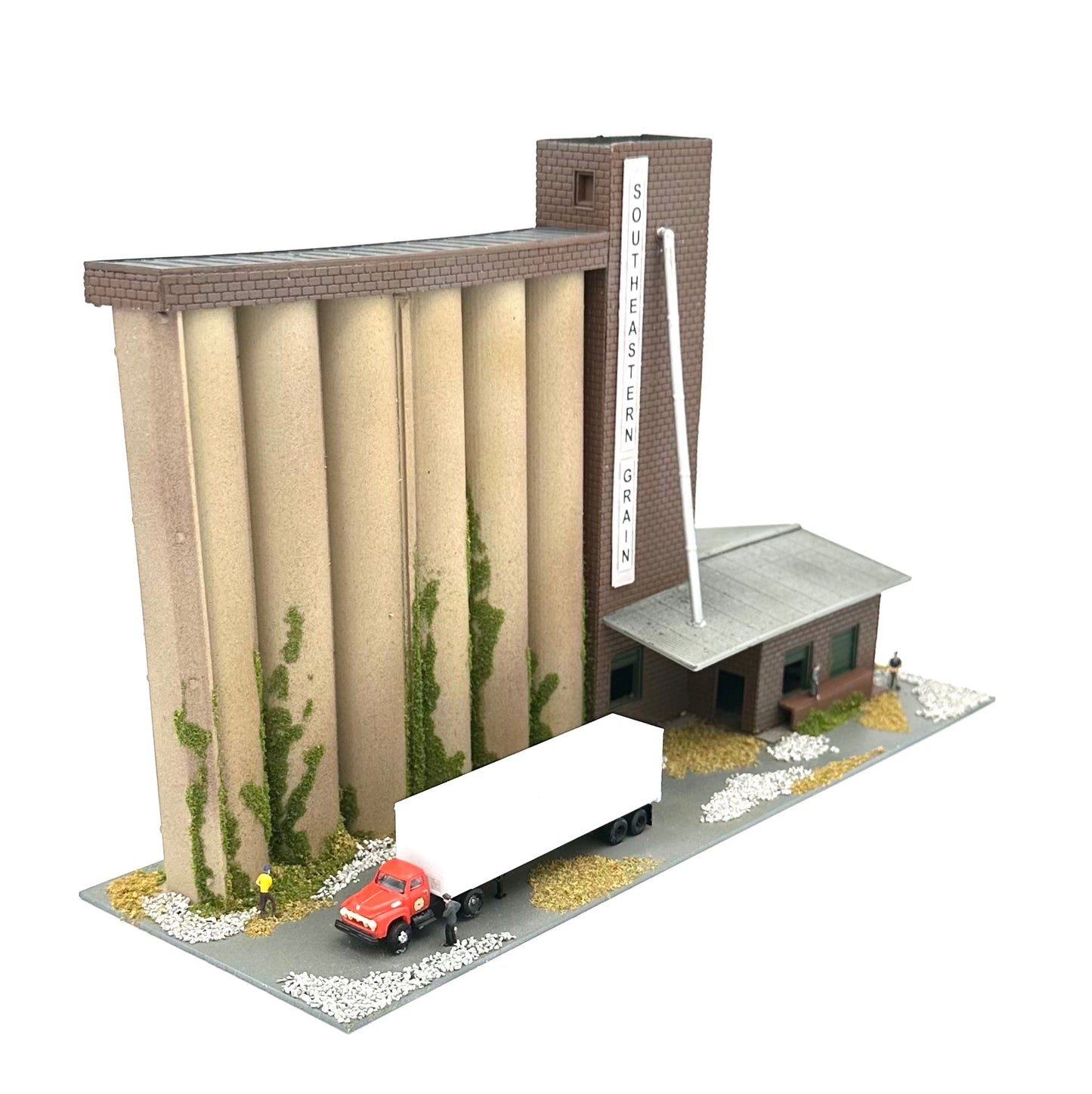 Walthers N Scale Southern Grain Elevator Building Custom Painted/Weathered New Diorama