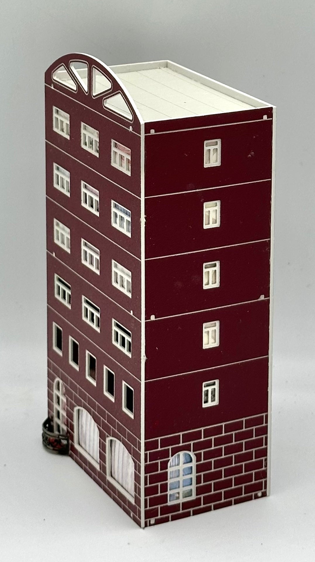 Outlands Style N Scale Custom Built Window treatments 6-Story Tower Block