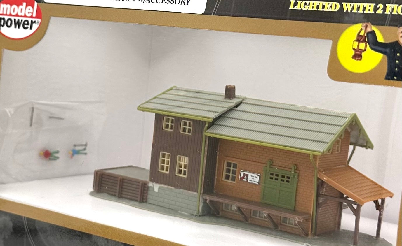 Model Power 2611 N Scale Freight Station Lighted Building W/Accessory