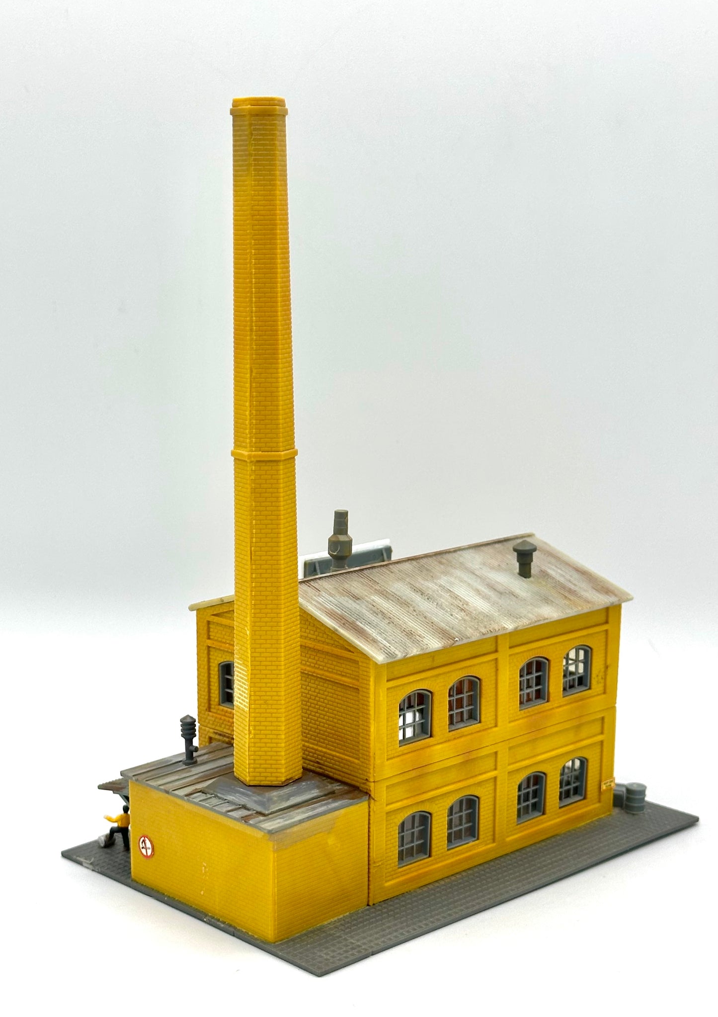 PIKO N Scale Custom Painted/Weathered 2 Story Factory Building, " J.J. Metal Work LLC " Diorama