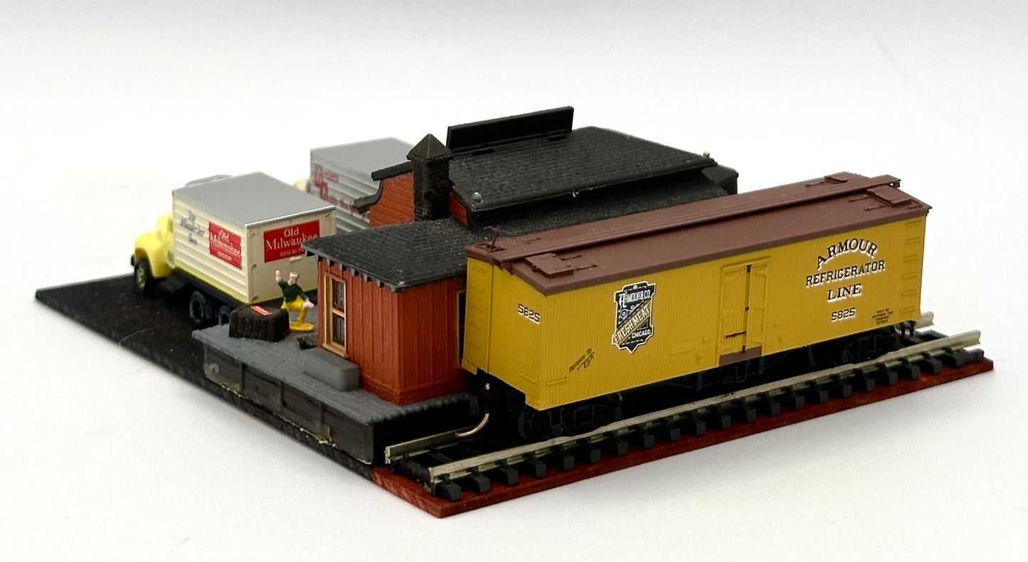 N Scale Custom Built/Painted "Country Freight Station", Buildings and Yard ,New Diorama.