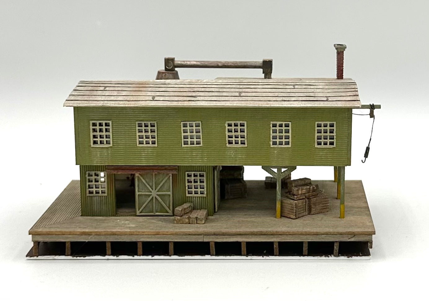Blair Line N Scale Laser Cut Wood Custom painted/Weathered Dockside Warehouse, Fully Assembled