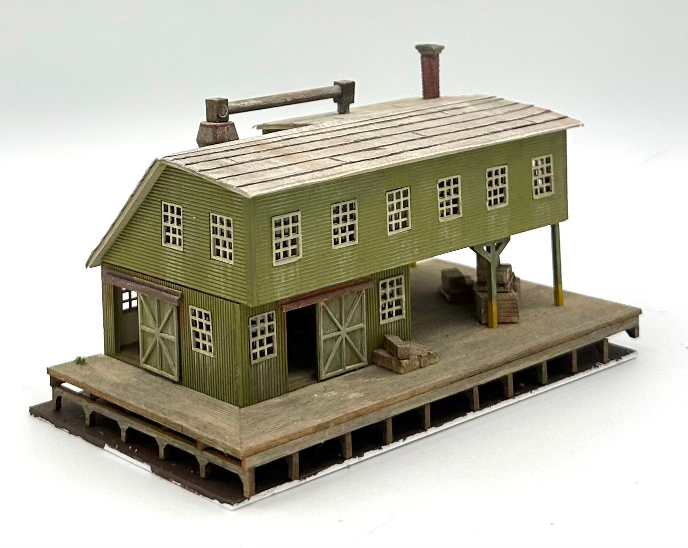 Blair Line N Scale Laser Cut Wood Custom painted/Weathered Dockside Warehouse, Fully Assembled
