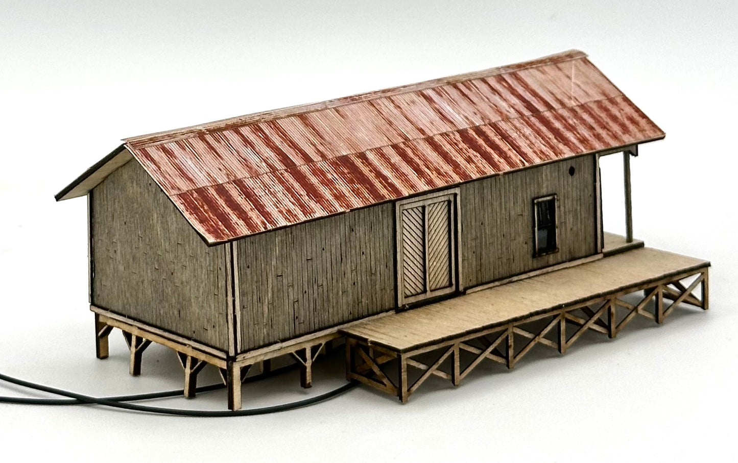 Blair Line N Scale Laser Cut Wood Custom painted Greene's Feed & Seed, Lighted Fully Assembled