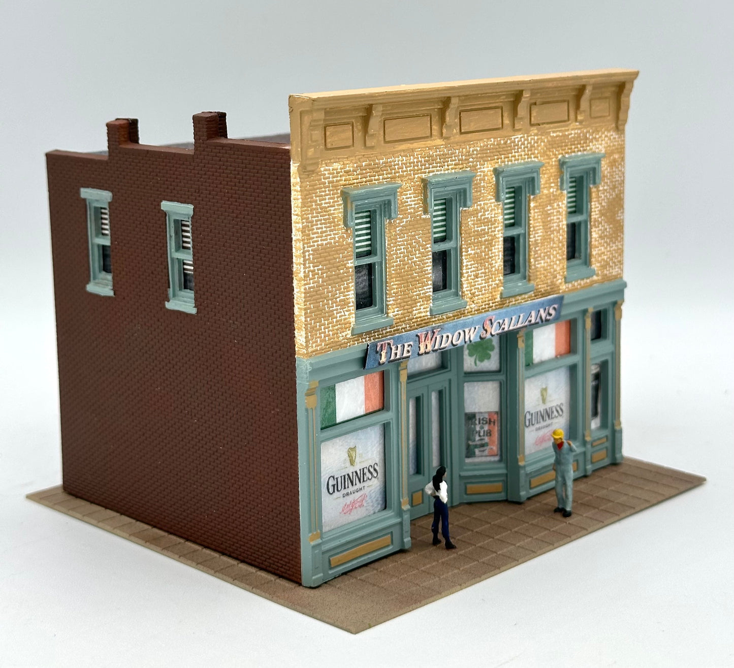 DPM HO Scale 2-Story Custom Painted "The Widow Scallans" Irish Pub/Bar Fully Assembled. Lighted