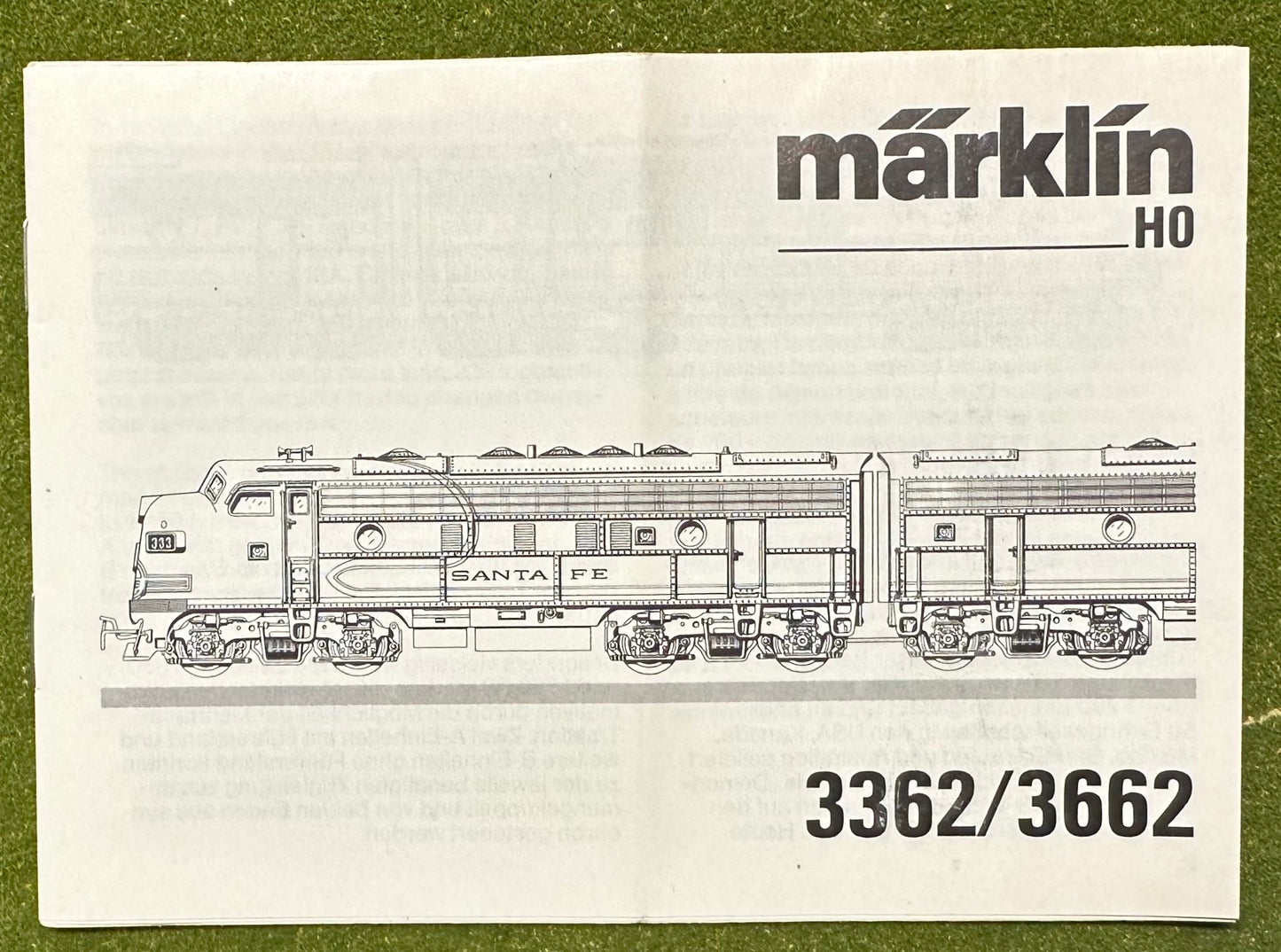 Marklin Digital HO 3662 ATSF Santa Fe Diesel Locomotive GM EMD F7