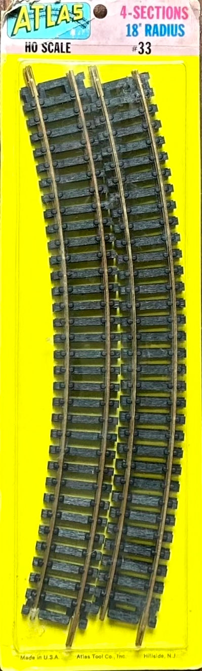 Atlas Ho Scale #33 Brass Track 18"Radius 4 Sections