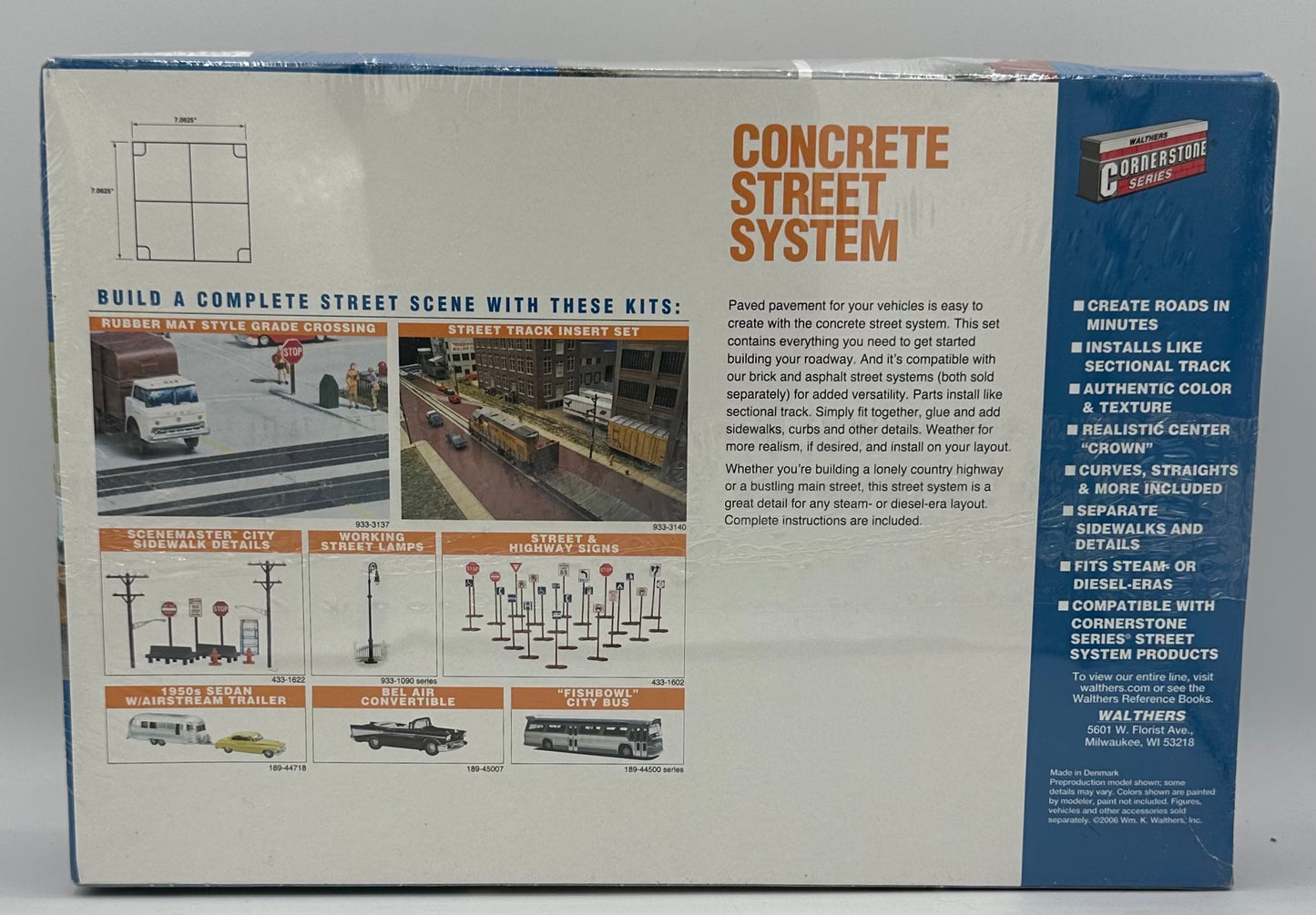 Walthers Cornerstone 933-3138 HO Scale NEW Concrete Street System Kit