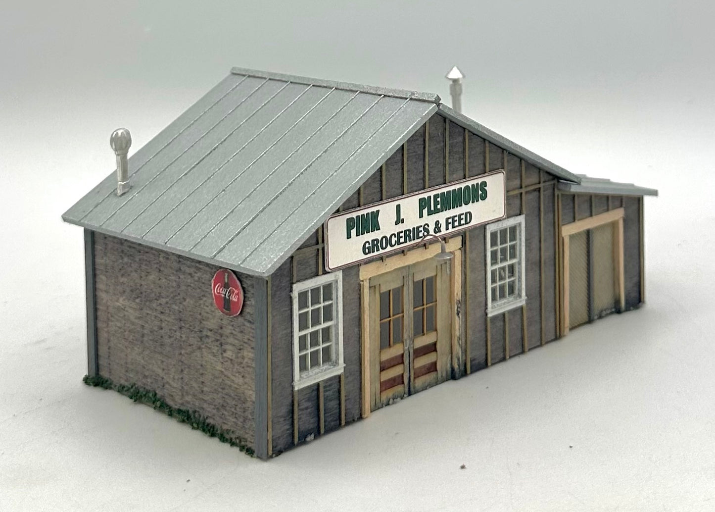 HO Scale Pink J. Plemmons Groceries Feed Laser cut Wooden Building Fully Assembled