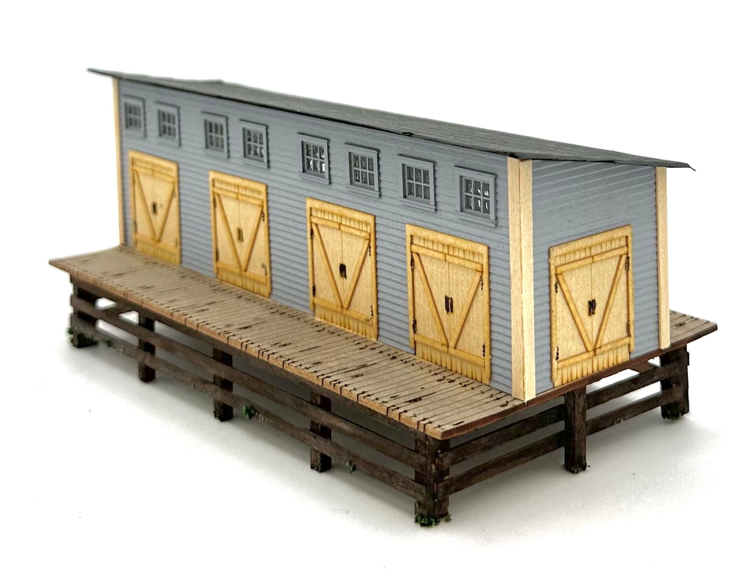  HO Scale "Row of Trackside Lockup Warehouses" Laser Cut Wooden Custom Painted Fully Assembled