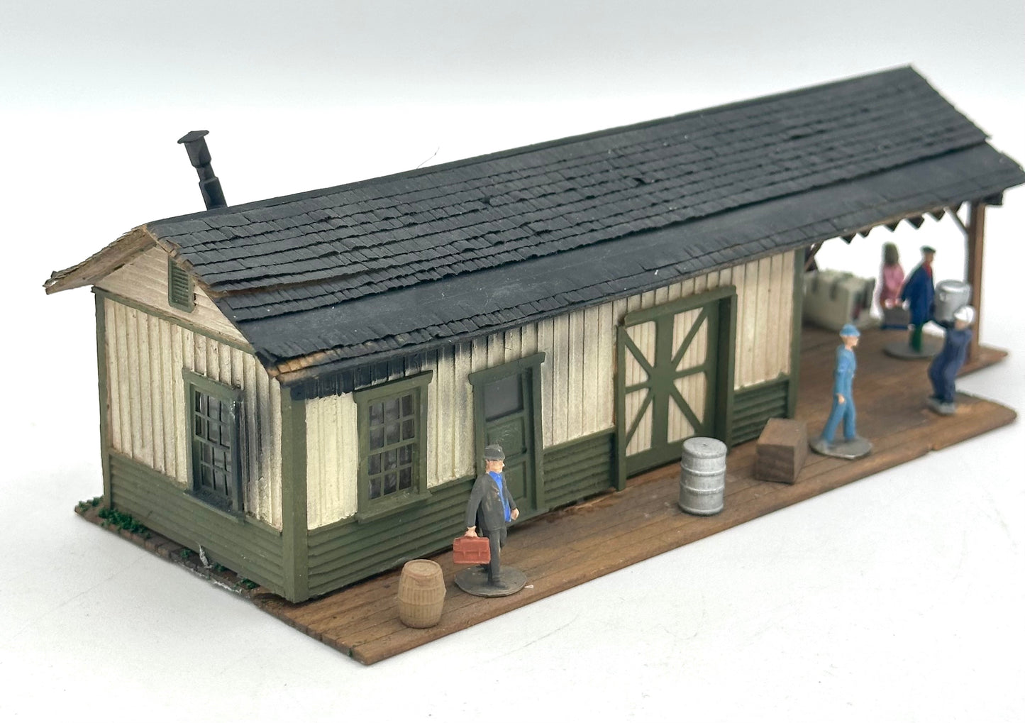HO Scale Laser Cut Wood Custom Painted/Weathered Country Station; Fully Assembled