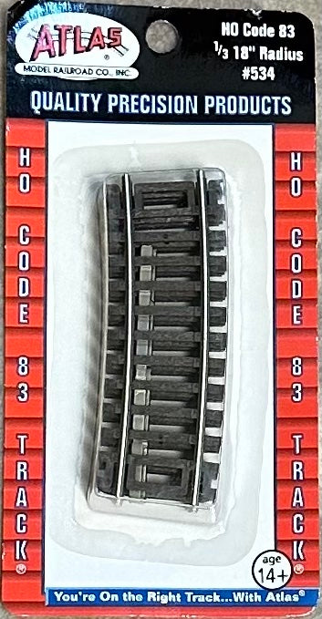 Atlas HO Scale Code 83 1/3 18" Radius #534 Nickel Silver Rail 4pc