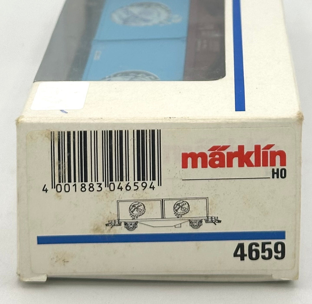 Marklin 4659 HO Scale DR Flatcar Carrying two Ramlosa Beer Freight containers