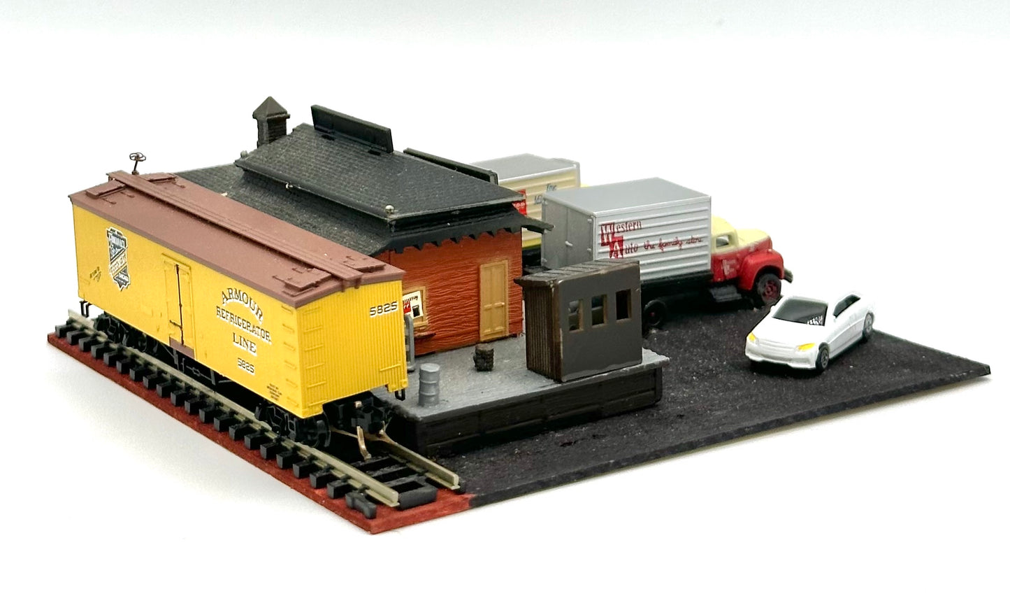 N Scale Custom Built/Painted "Country Freight Station", Buildings and Yard ,New Diorama.