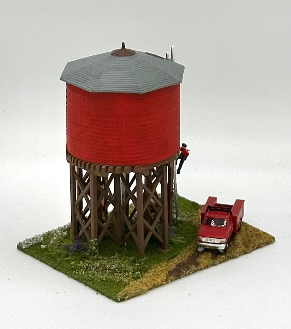 N Scale Trackside Custom Painted Water Storage Tank, Diorama