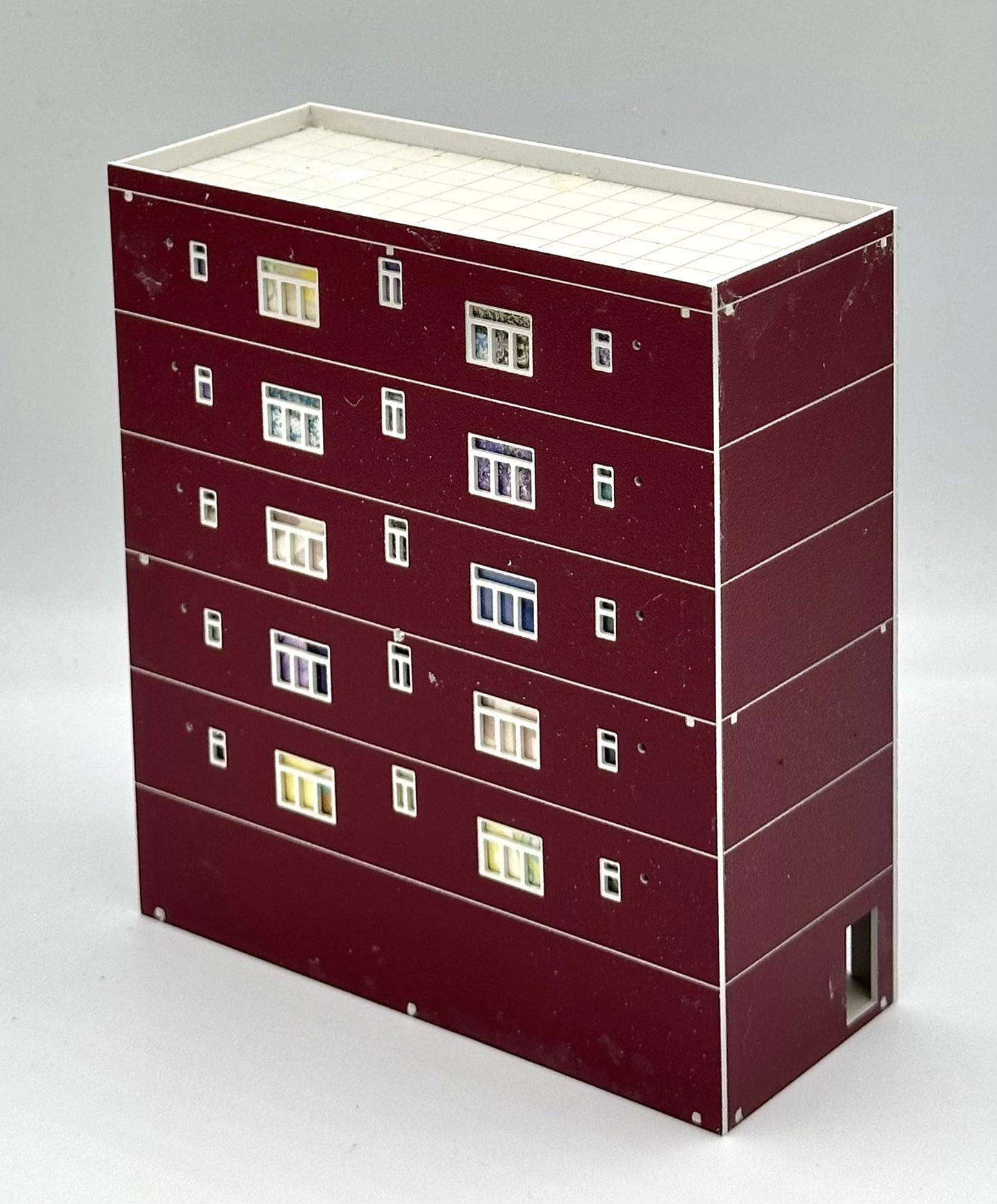 Outlands Style N Scale Custom Built Window Treatments 6-Story Wide Tower Block
