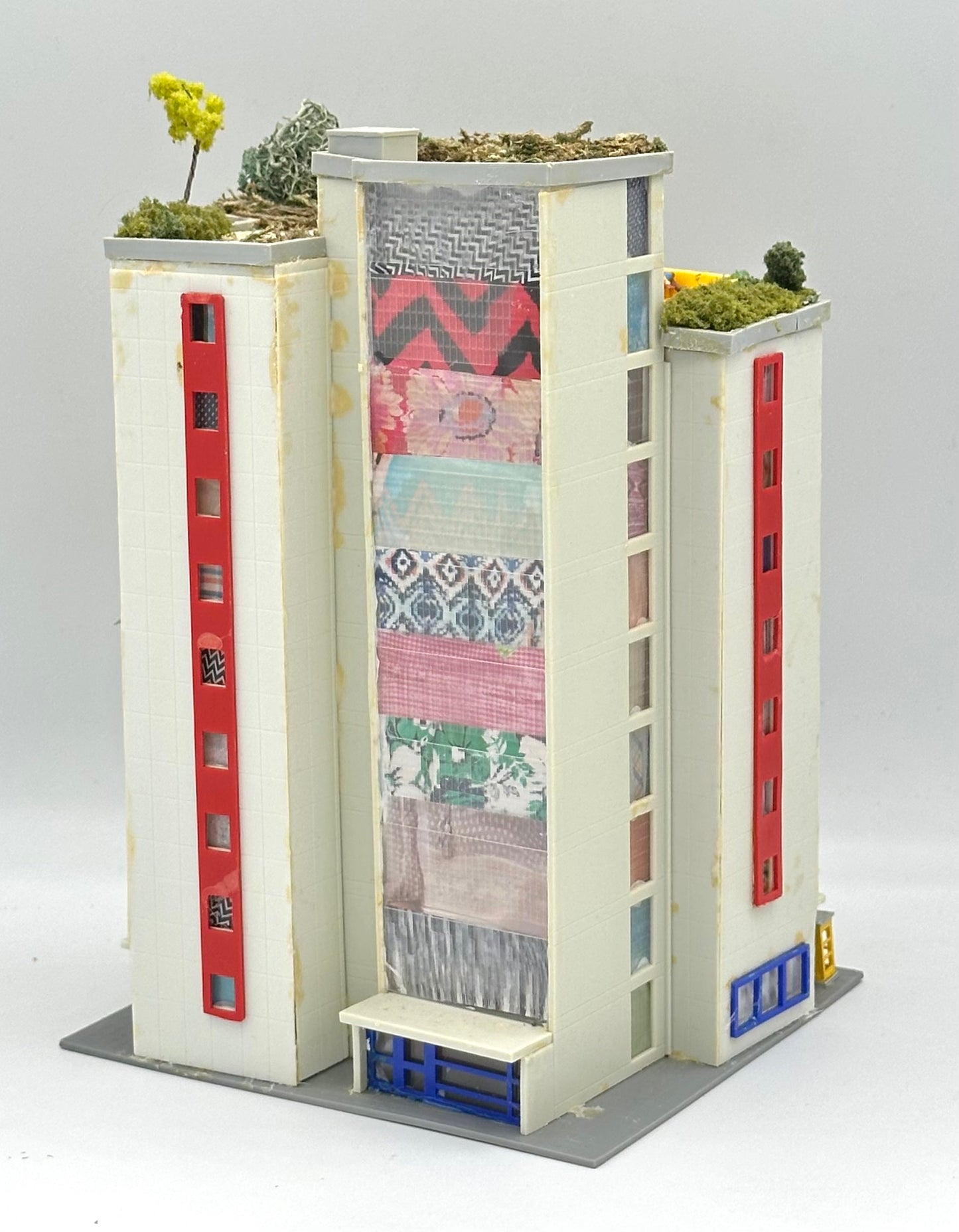 Kibri N Scale 9-Story Modern Apartment Building, Fully assembled.