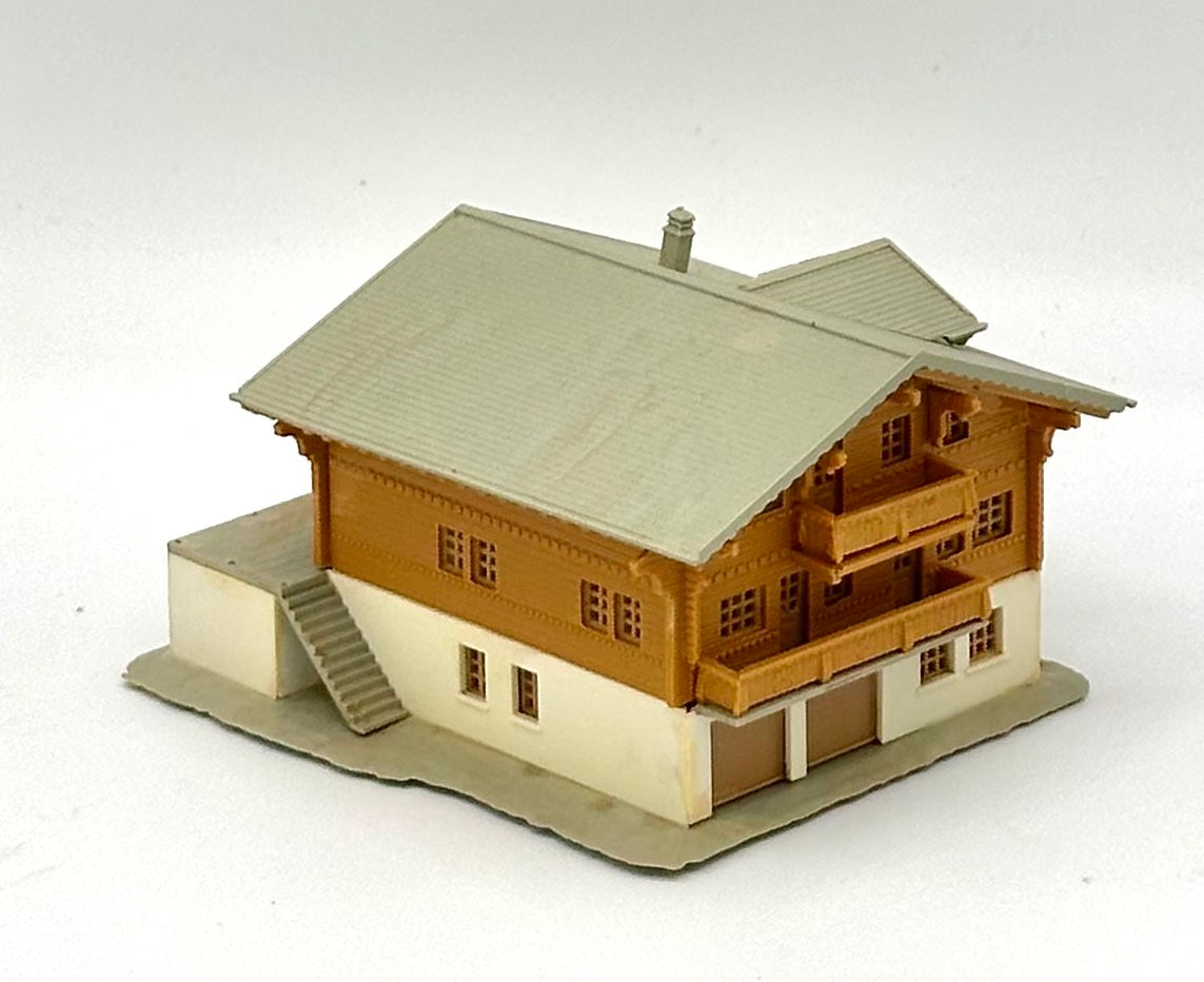 Kibri Z Scale -Story Mountain Style Chalet Weathered House Fully Assembled Lighted