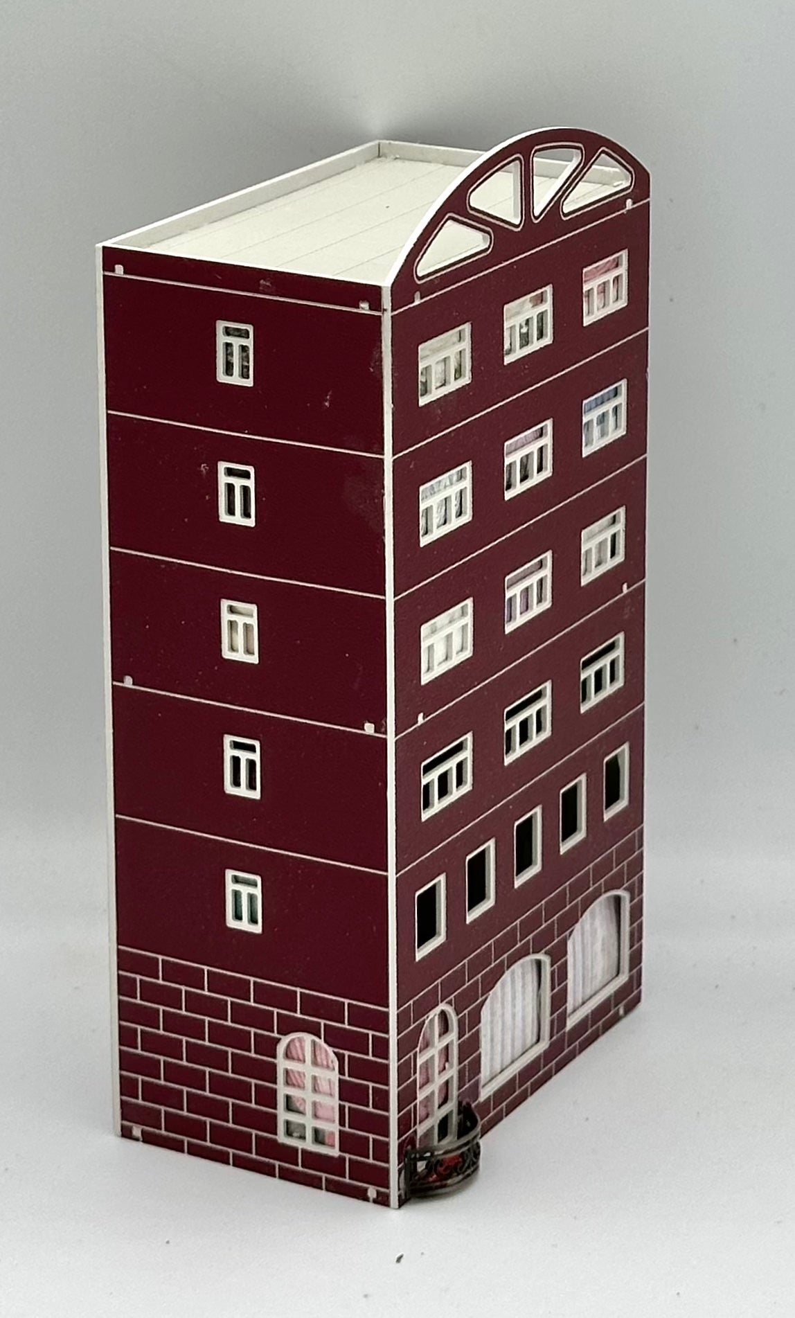 Outlands Style N Scale Custom Built Window treatments 6-Story Tower Block