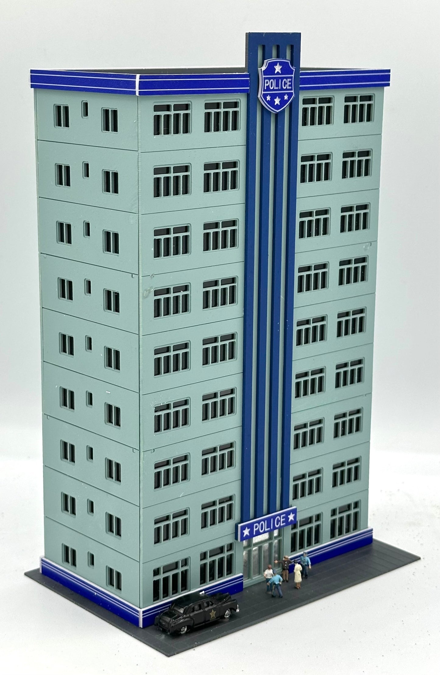 Outlands Style N Scale Custom Built/Painted 9-Story Police Station Building