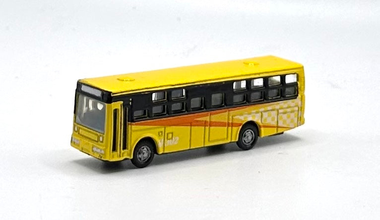 N Scale Vehicle Express City Coach/Bus Yellow/Orange Strip Metal.