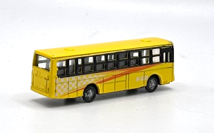 N Scale Vehicle Express City Coach/Bus Yellow/Orange Strip Metal.