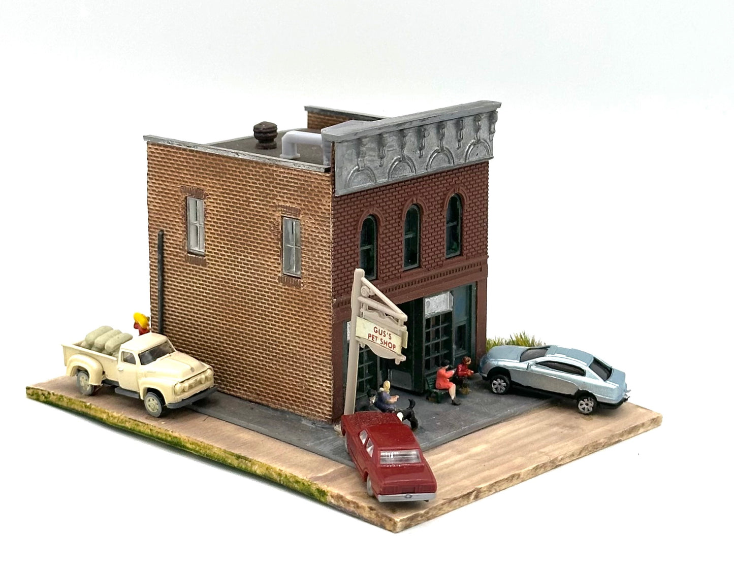 N Scale 2-Story Brick Built Custom Painted/Weathered Lighted Pet Shop