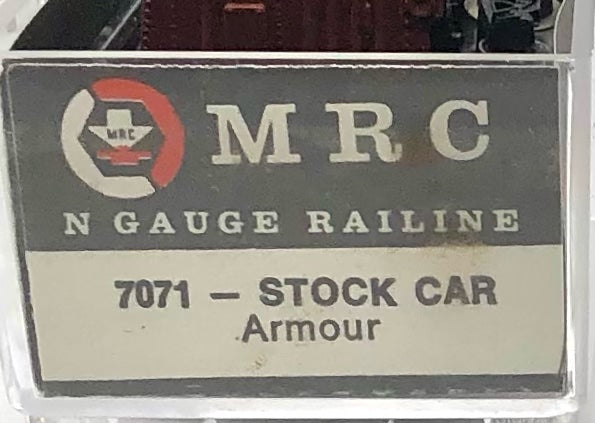 MRC N Scale 7071 Armour Stock Express Stock Car