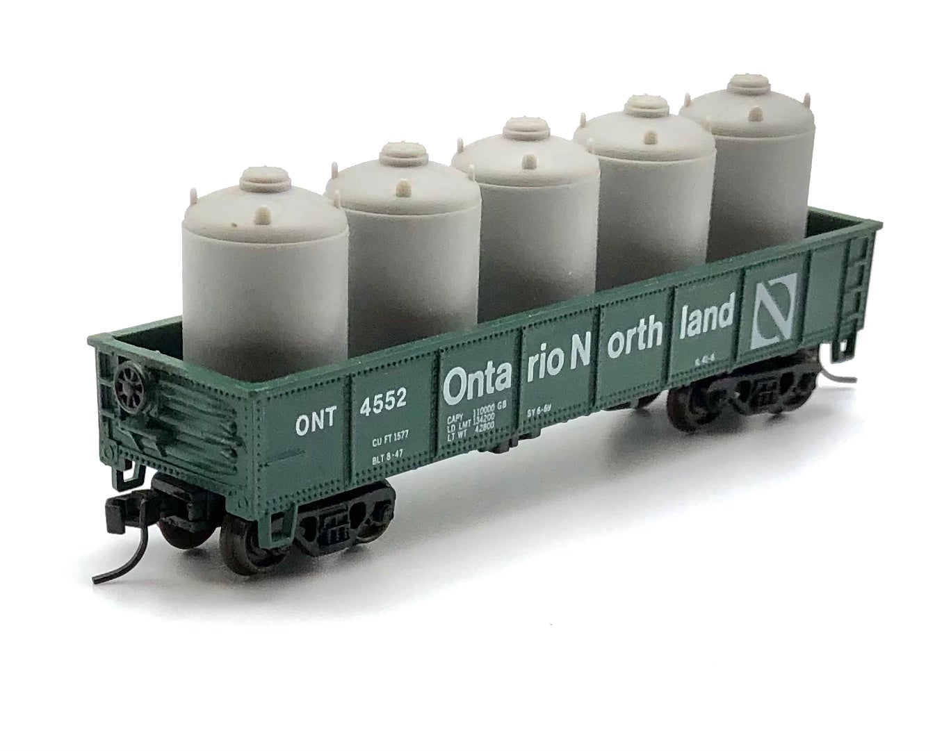 Atlas N Scale Ontario Northland ONT 4552 Gondola rivet sides + 5 Tank load