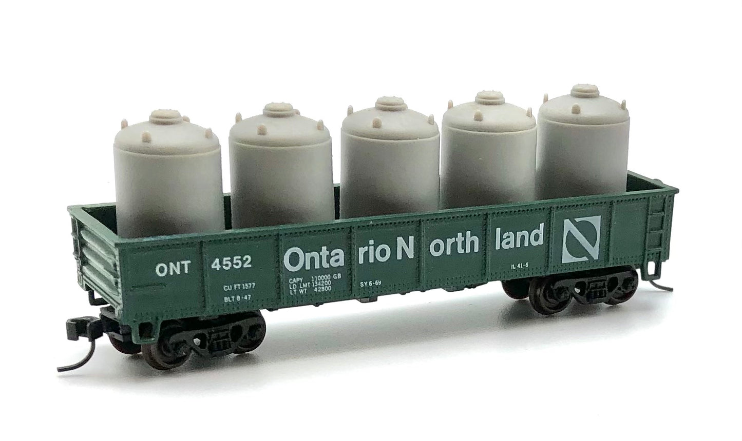 Atlas N Scale Ontario Northland ONT 4552 Gondola rivet sides + 5 Tank load