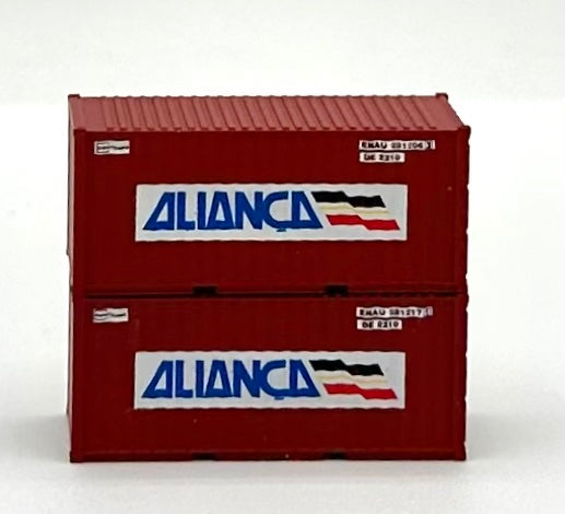 Deluxe N Scale ALIANCA 20' High Cube Corrugated Containers 2 pc.
