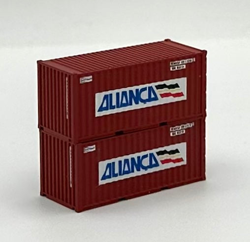 Deluxe N Scale ALIANCA 20' High Cube Corrugated Containers 2 pc.