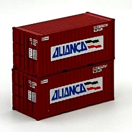 Deluxe N Scale ALIANCA 20' High Cube Corrugated Containers 2 pc.