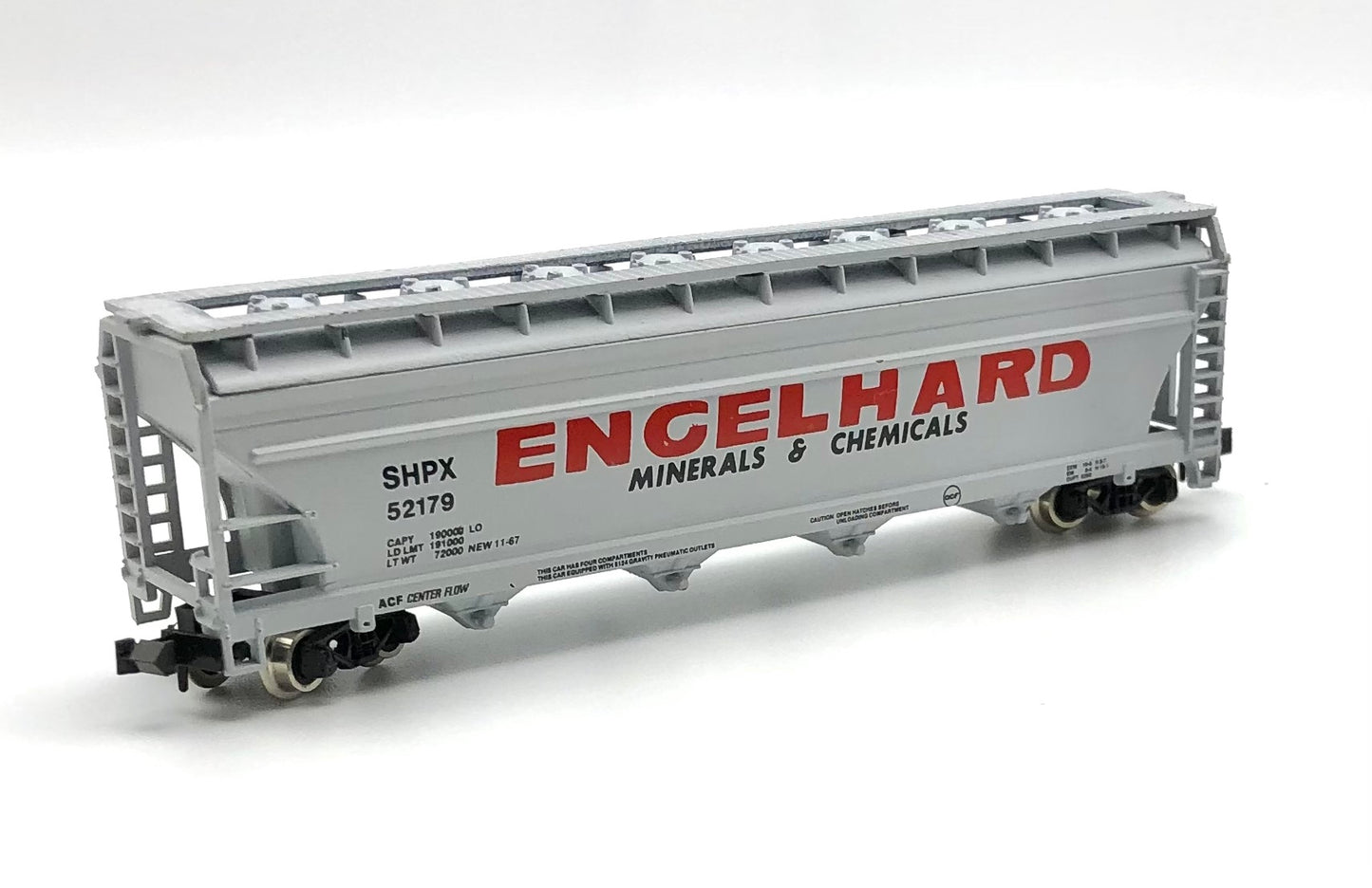 Atlas N Scale 3709 SHPX 52179 Engelhard Center Flow 4 Bay Hopper