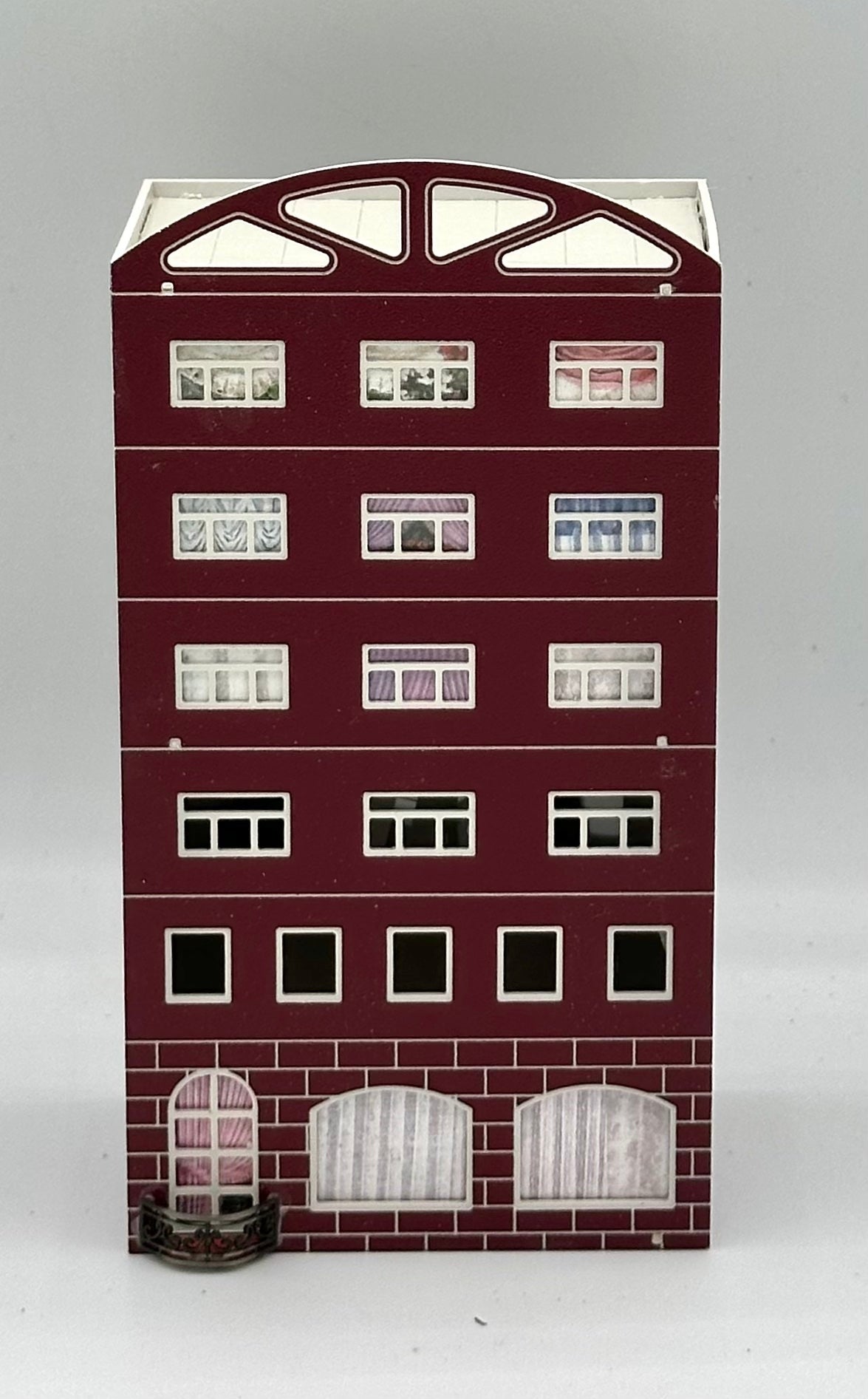 Outlands Style N Scale Custom Built Window treatments 6-Story Tower Block