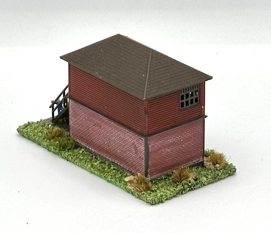 N Scale Custom Weathered Trackside 2-Story Building/ Signal Box Diorama
