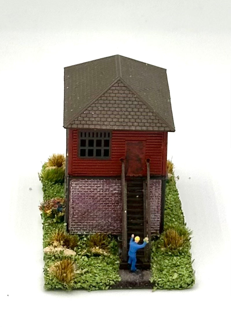 N Scale Custom Weathered Trackside 2-Story Building/ Signal Box Diorama
