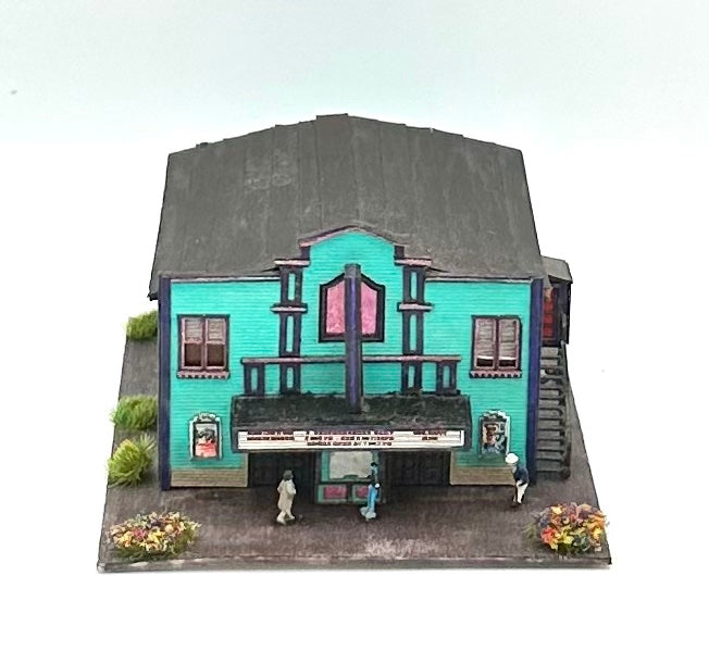 N Scale Laser Cut Custom Built/Painted Small Town Cinema Theater   Lighted