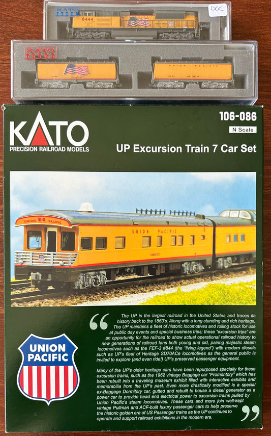 Kato N Scale UP Excursion Train Set, with DCC Locomotive