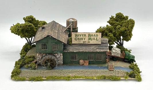 N Scale 2-Story Old Industrial River "Road Grist Mill "Weathered Building Diorama