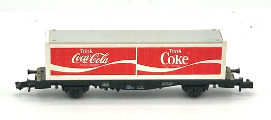 Rare Vintage Fleishmann N scale Flat car with Coca Cola load