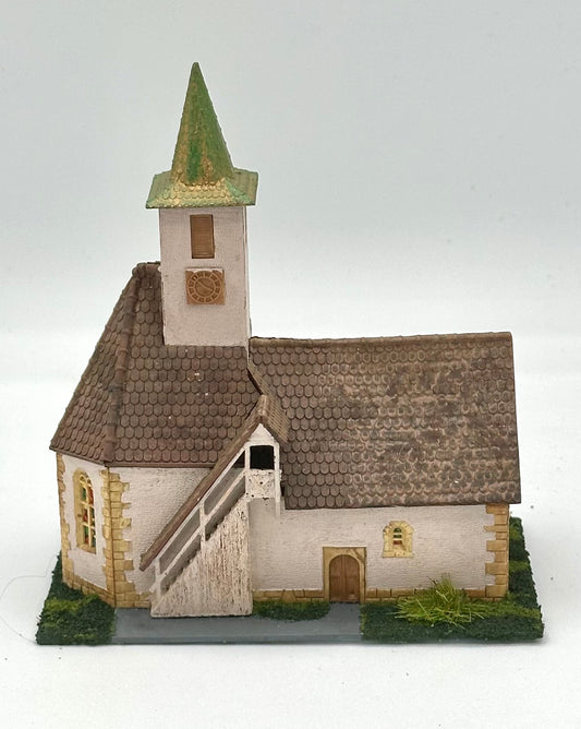 N Scale Old Small  Town Church Custom Painted/Weathered Fully Assembled