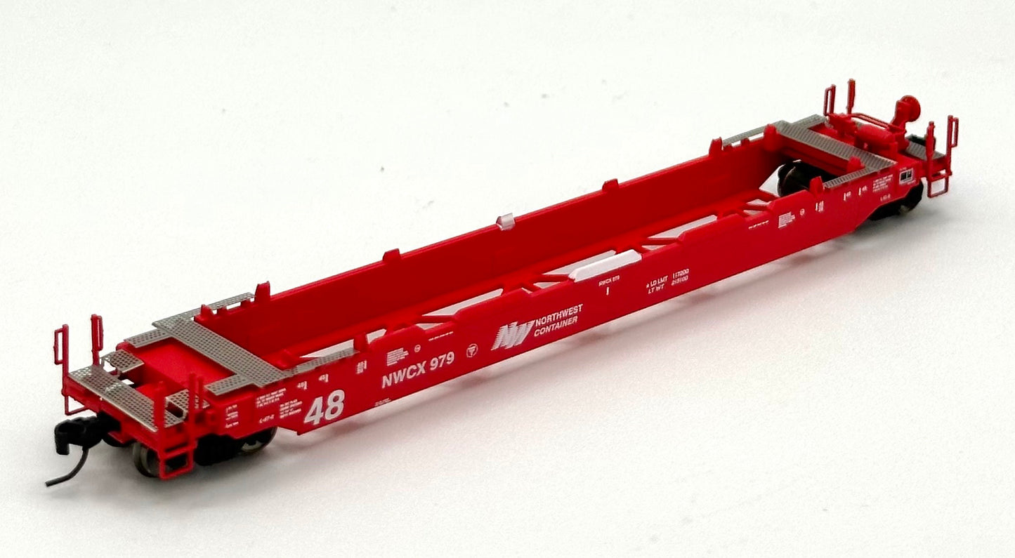 Athearn N Scale ATH 3288 48' Husky Stack Well Car, Northwest Container 979