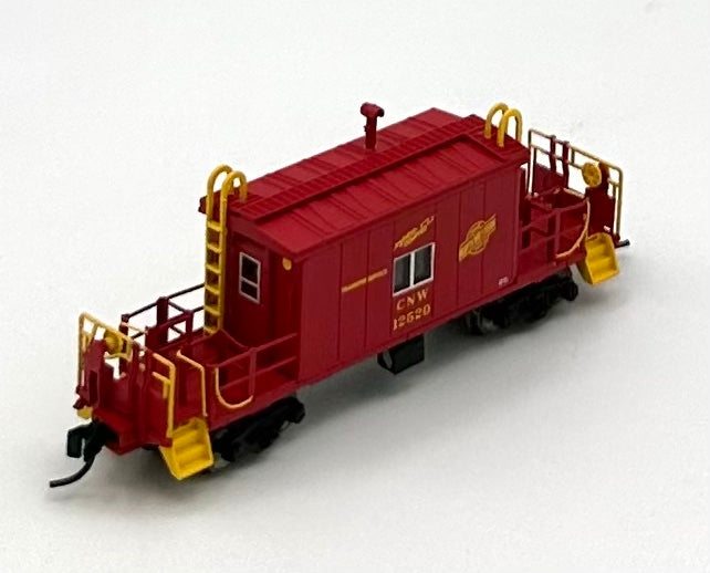 Bluford Shops N Scale 25091 Transfer Caboose -With Running Board , Chicago & North Western Red 12520