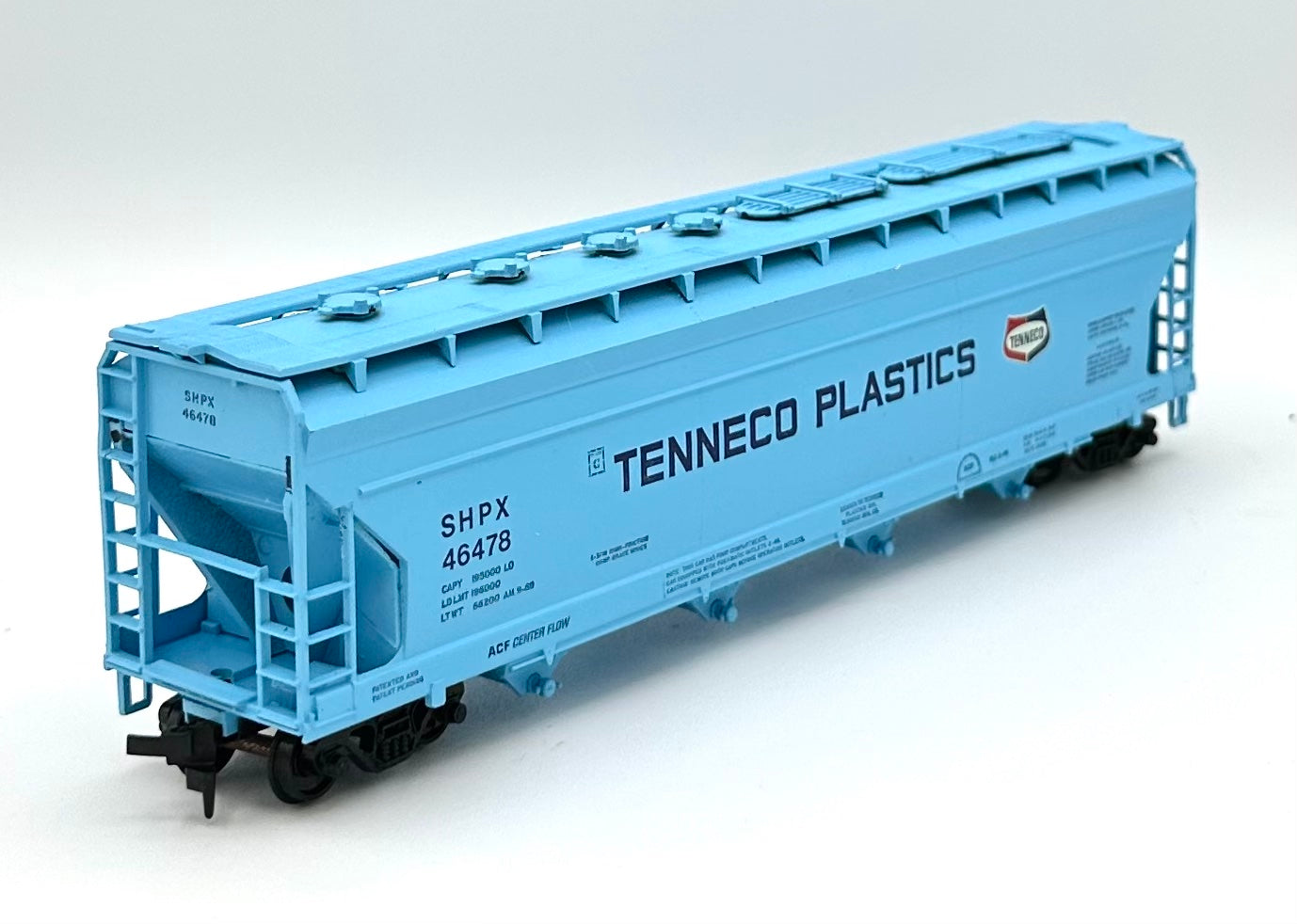 Athearn HO Scale 4 Bay ACF Covered Hopper "Tenneco Plastics " SHPX46478