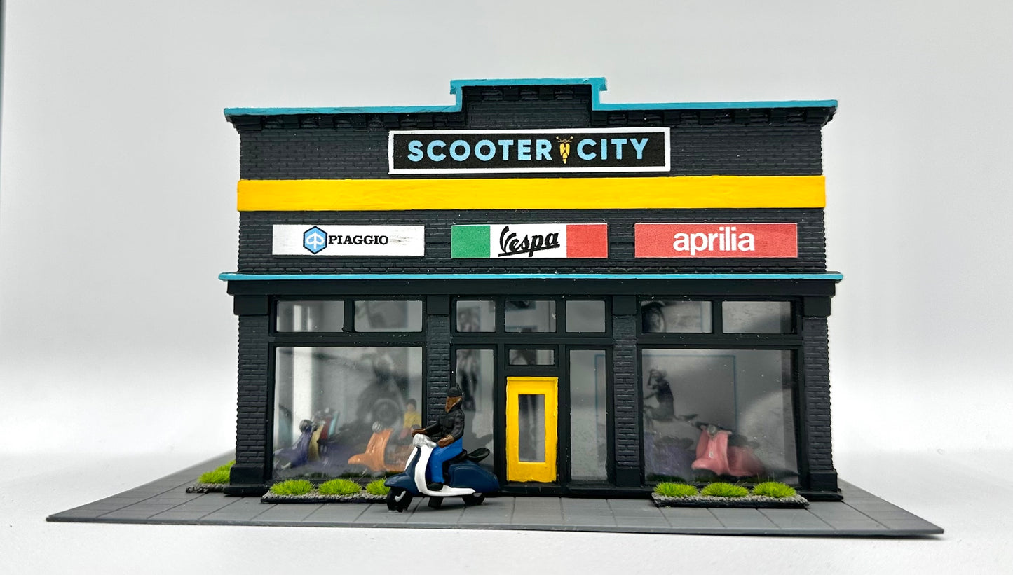 DPM HO Scale Custom Painted "Scooter City" Fully Assembled Lighted Diorama