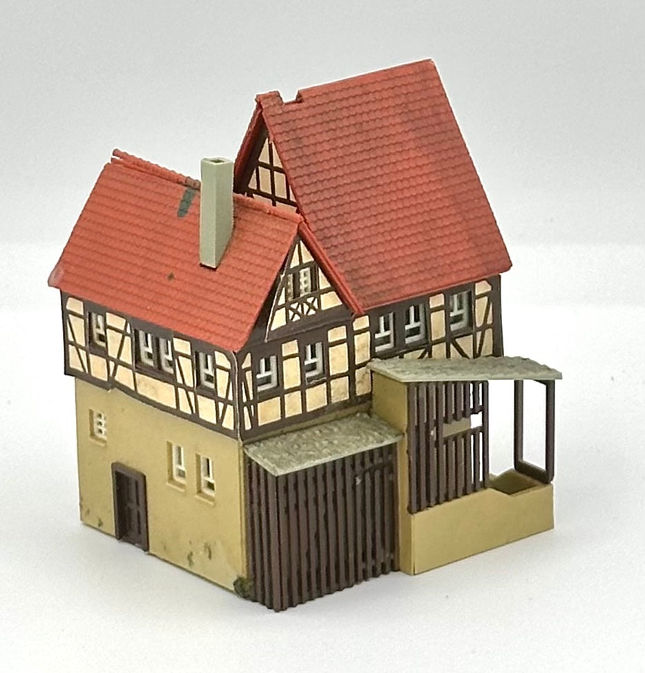 Kibri Z Scale 4-Story 1/2 Timber Framed Town House Weathered Fully Assembled