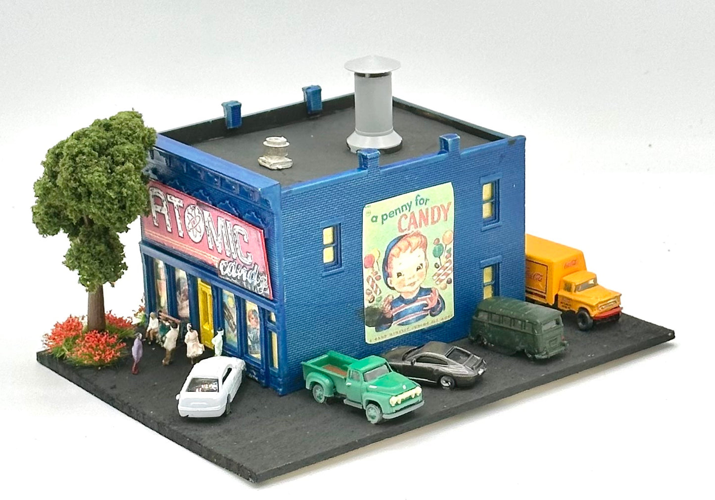 DPM N Scale Custom Painted/Weathered "ATOMIC Candy" Fully Assembled Lighted New Diorama.