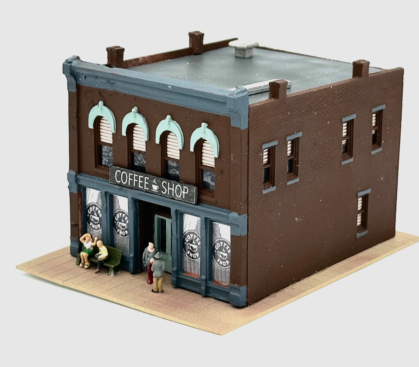 DPM N Scale Custom Painted/Weathered 2 Story Building "Coffee Shop" Lighted